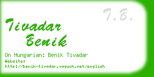 tivadar benik business card